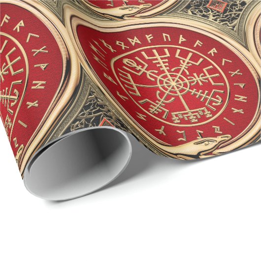 [100] Vegvisir - Viking Gold Magic Runass Cadeaupapier (Rol Hoek)