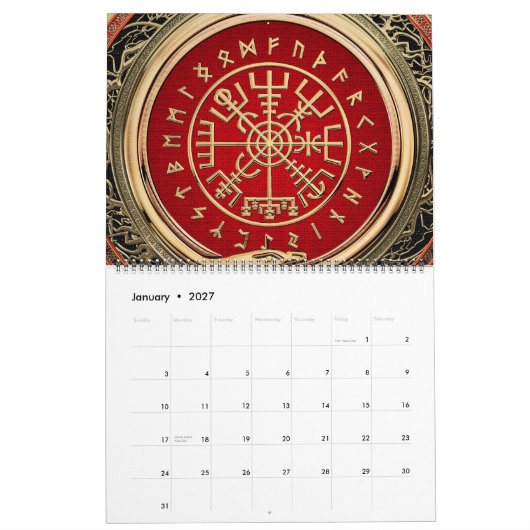 [100] Vegvisir - Viking Gold Magic Runass Kalender (Jan 2027)