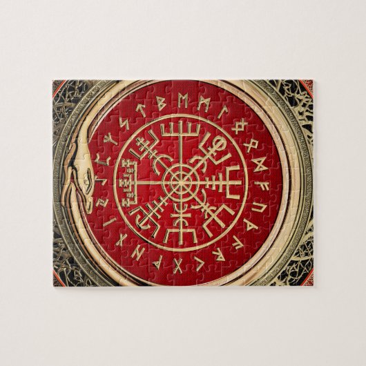 [100] Vegvisir - Viking Gold Magic Runass Legpuzzel (Horizontaal)