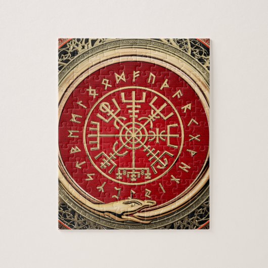 [100] Vegvisir - Viking Gold Magic Runass Legpuzzel (Verticaal)