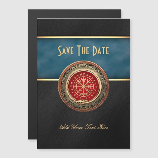 [100] Vegvisir - Viking Gold Magic Runass Magnetische Uitnodiging (Voorkant / Achterkant)