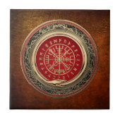 [100] Vegvisir - Viking Gold Magic Runass Tegeltje (Voorkant)