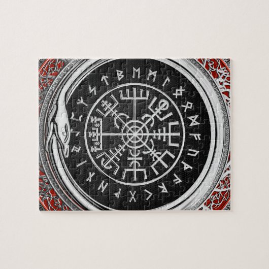 [100] Vegvisir - Viking Silver Magic Runass Legpuzzel (Horizontaal)