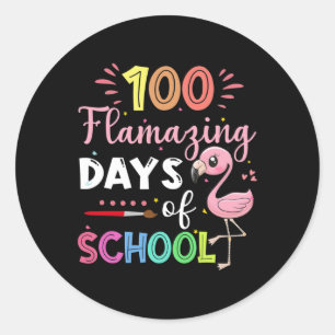100 verbazingwekkende dagen van schoolklare Flamin Ronde Sticker