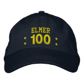 100 Verjaardag Custom Name NAVY en YELLOW V01F5 Pet (Voorkant)