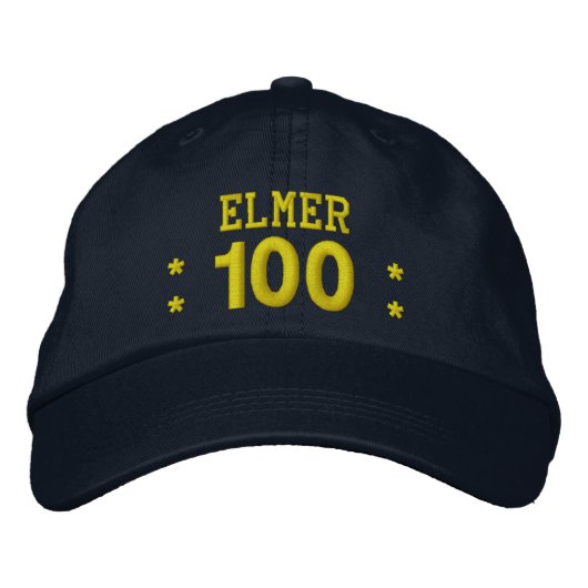 100 Verjaardag Custom Name NAVY en YELLOW V01F5 Pet (Voorkant)