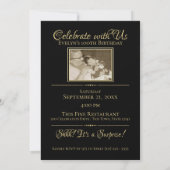 100 Verjaardag Elegante Foto Goud en Zwart Kaart (Achterkant)