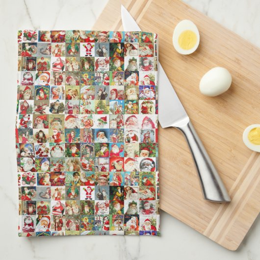 100 Vintage Santas Theedoek (Quarter Fold)