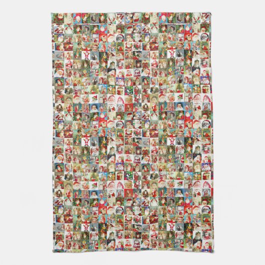 100 Vintage Santas Theedoek (Verticaal)