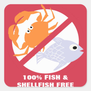 100% Vis en Schelpdieren Vrij Alert Stickers