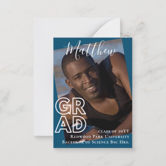 100 x BUDGET Afstudeeraankondiging FOTO Modern Notitiekaartje (Voorkant)