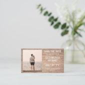 100 x BUDGET Foto bewaardatum RUSTIC Wood Wedding Visitekaartje (Staand voorkant)