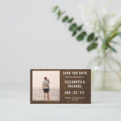 100 x BUDGET Foto bewaardatum RUSTIC Wood Wedding Visitekaartje (Staand voorkant)