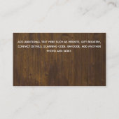 100 x BUDGET Foto bewaardatum RUSTIC Wood Wedding Visitekaartje (Achterkant)