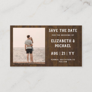 100 x BUDGET Foto bewaardatum RUSTIC Wood Wedding Visitekaartje