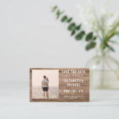 100 x BUDGET Foto Save the Date RUSTIC Houten Trou Visitekaartje (Staand voorkant)