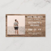 100 x BUDGET Foto Save the Date RUSTIC Houten Trou Visitekaartje (Voorkant)
