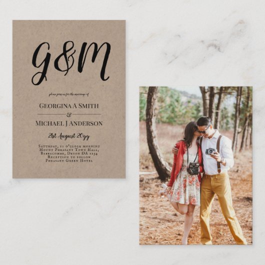 100 x Budget PHOTO Wedding Invitations with ENVL. Advieskaart (Voorkant / Achterkant)