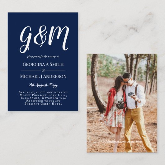 100 x Budget PHOTO Wedding Invitations with ENVL. Advieskaart (Voorkant / Achterkant)