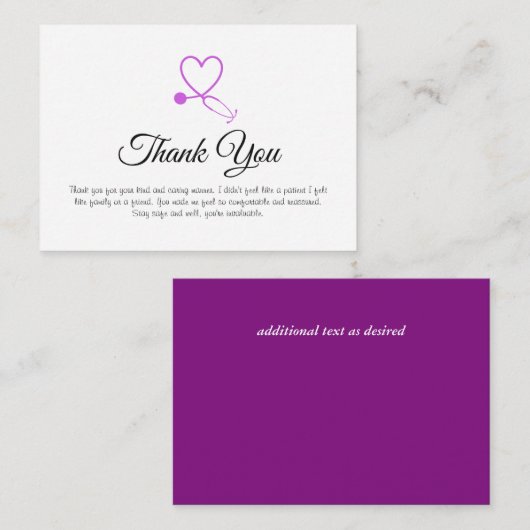 100 x Dank je wel VERPLEEGSTER of andere MEDI meer Advieskaart (Voorkant / Achterkant)