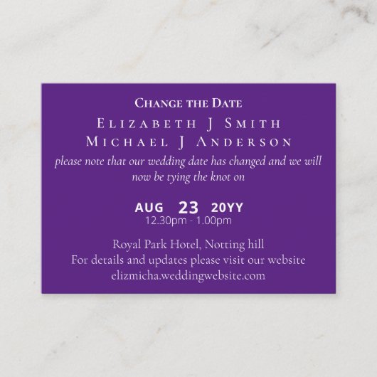 100 x FOTO Wijziging Datum Uitstel incl ENVL. Advieskaart (Voorkant)