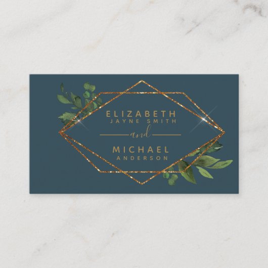 100 x Greenery Gold Wedding Enclosure - Creditcard Visitekaartje (Voorkant)