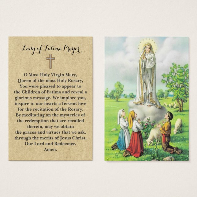 100 x Lady of Fatima Prayer Kaarten Visitekaartjes (Voorkant /achterkant)