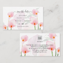 100 x MINI Calla Lelie Trouw Datum Bewaar QR Code Visitekaartje