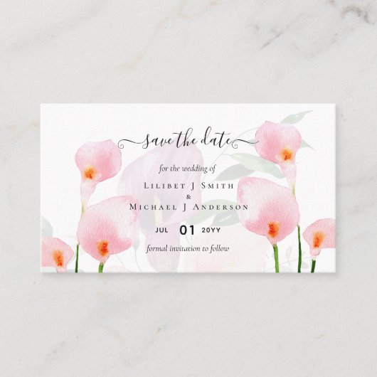 100 x MINI Calla Lelie Trouw Datum Bewaar QR Code Visitekaartje (Voorkant)