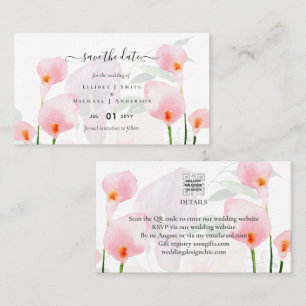 100 x MINI Calla Lily Wedding Save Date QR Code Visitekaartje