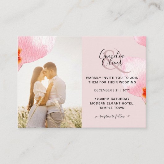 100 x MINI Foto Huwelijksuitnodiging QR Code Detai Visitekaartje (Voorkant)