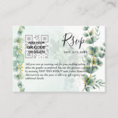 100 x QR CODE WEDDING RSVP Eucalyptus FOTO Budget Visitekaartje (Voorkant)