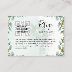100 x QR CODE WEDDING RSVP Eucalyptus FOTO Budget Visitekaartje