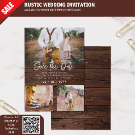 100 x RUSTISCH Save The Dates - FOTO COLLAGE Visitekaartje