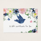 100 x Zakelijke LOGO Cadeaubonnen Blauw Bloemmotie Visitekaartje (Voorkant)