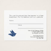 100 x Zakelijke LOGO Cadeaubonnen Blauw Bloemmotie Visitekaartje (Achterkant)