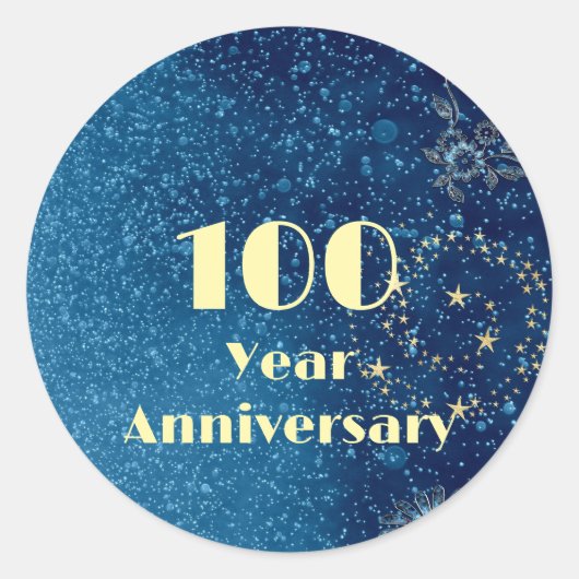 100 Year Anniversary Bond & Seal Sparkling Blue  Ronde Sticker (Voorkant)