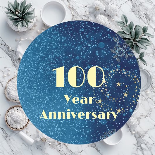 100 Year Anniversary Bond & Seal Sparkling Blue  Ronde Sticker