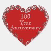 100 Year Anniversary Milestone Romantic Modern  Hart Sticker (Voorkant)