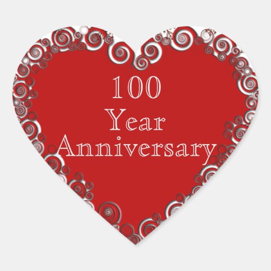 100 Year Anniversary Milestone Romantic Modern Hart Sticker (Voorkant)