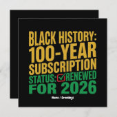 100-Year Black History Subscription Status Renewed Kaart (Voorkant / Achterkant)