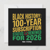 100-Year Black History Subscription Status Renewed Kaart (Voorkant)