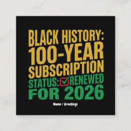 100-Year Black History Subscription Status Renewed Vierkante Visitekaartje