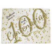 100 Yrs Centenarian Gold/White Typografie Groot Cadeauzakje (Voorkant)