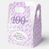100 Yrs Centenarian Verjaardagsfeestje Paarse/wit Bedankdoosjes (Geopend)
