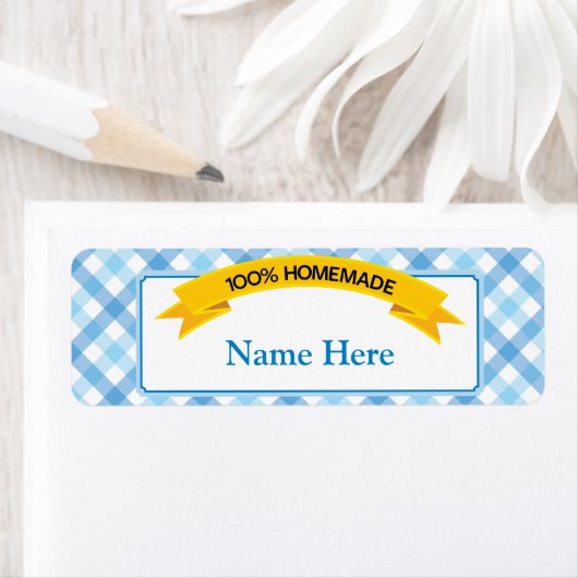 100% zelfgemaakt voedseletiket - blauw etiket (Insitu)