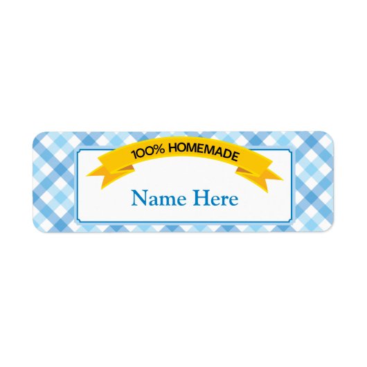 100% zelfgemaakt voedseletiket - blauw etiket (Voorkant)