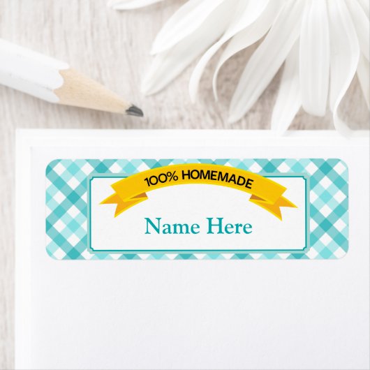 100% zelfgemaakt voedseletiket - Blauwgroen Etiket (Insitu)