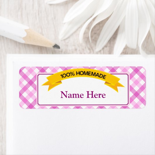 100% zelfgemaakt voedseletiket - roze etiket (Insitu)