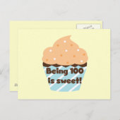 100 zijn is Sweet Birthday T-shirts en cadeautjes Briefkaart (Voorkant / Achterkant)